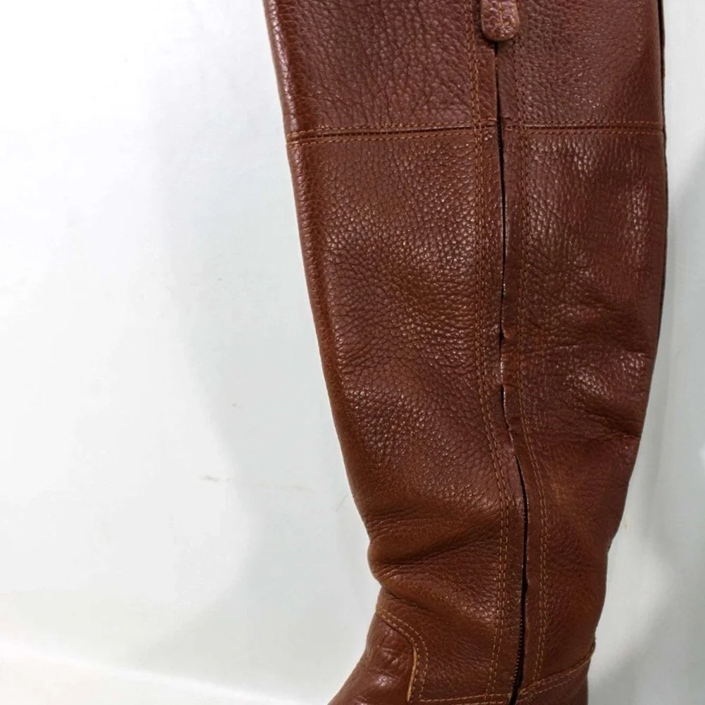 Tory Burch Tan Leather Boots with Gold Emblem